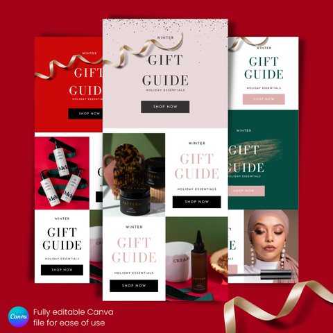 Editable Holiday Gift Guide Email Template 3 Pack